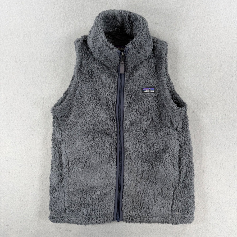 Patagonia Girls Los Gatos Fleece Vest Grey Full Zip Size M 10